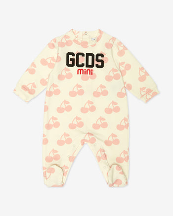Playsuits Cherry Gift Playsuit: White/Pink Baby GCDS and Girl Off Set |