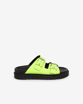 Gcds Leather Sandals : Unisex Shoes Lime | GCDS
