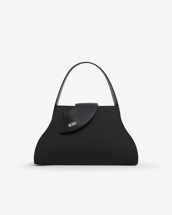Womens Asymmetric Flap Mini City Bag Black