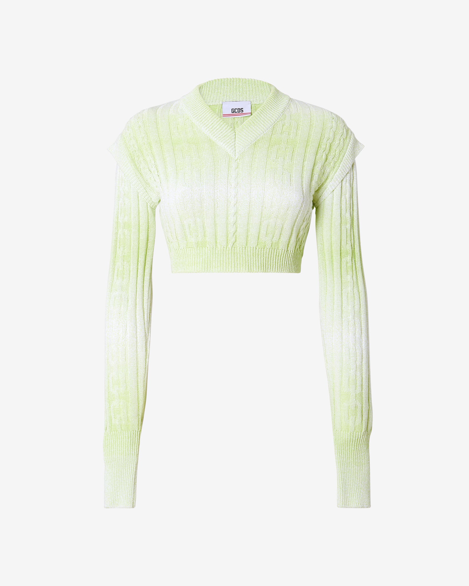 Gcds Braids Crop Top : Women Knitwear Lime | GCDS