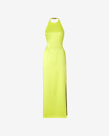 Bling Glossy Long Dress | Women Dress Yellow fluo | GCDS Spring/Summer 2023