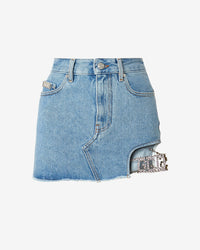 Gcds Bling Denim Skirt | Women Skirts New Light Blue | GCDS Spring/Summer 2023