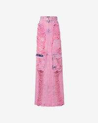 Denim Frayed Ultracargo Long Skirt | Women Skirts Pink | GCDS Spring/Summer 2023