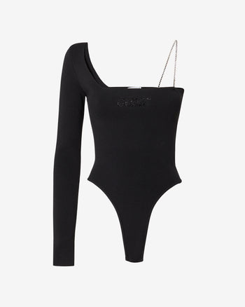 Gcds Bling One-Shoulder Bodysuit : Women Bodysuits Black