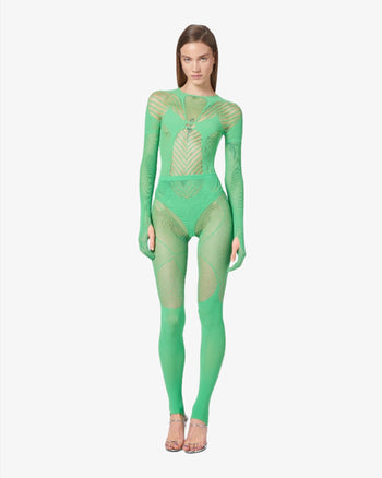 80's Neon Green Adult Costume Fishnet Tights