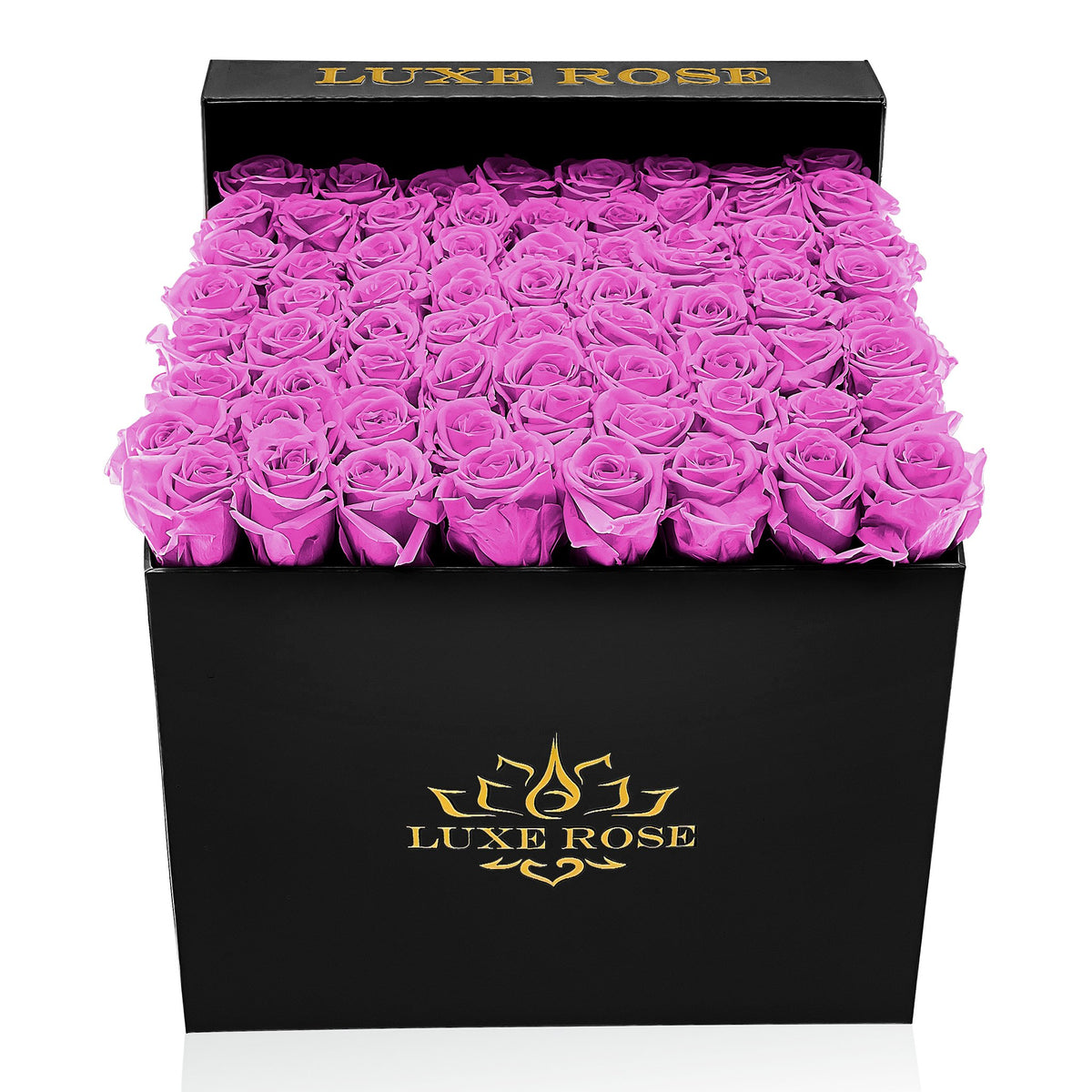 NYC Flower Delivery - Preserved Roses Large Box | Hot Pink - Black - Roses