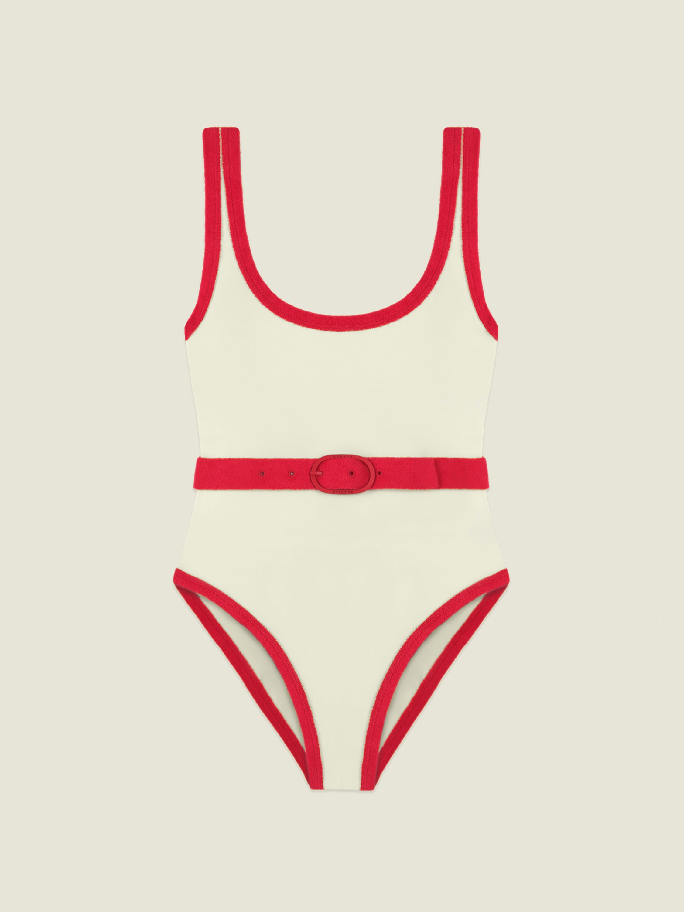 Volley - Ivory / Sporting red - One-piece Swimsuit – MEDINA