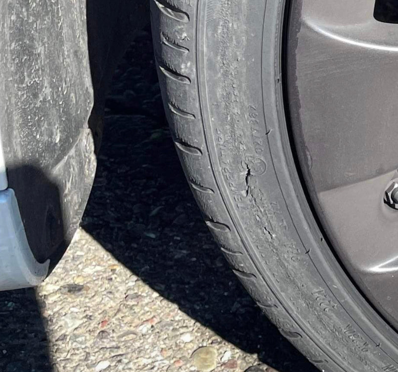 Tesla Model 3 20" Uberturbine Flat Tire from Pothole Blowout