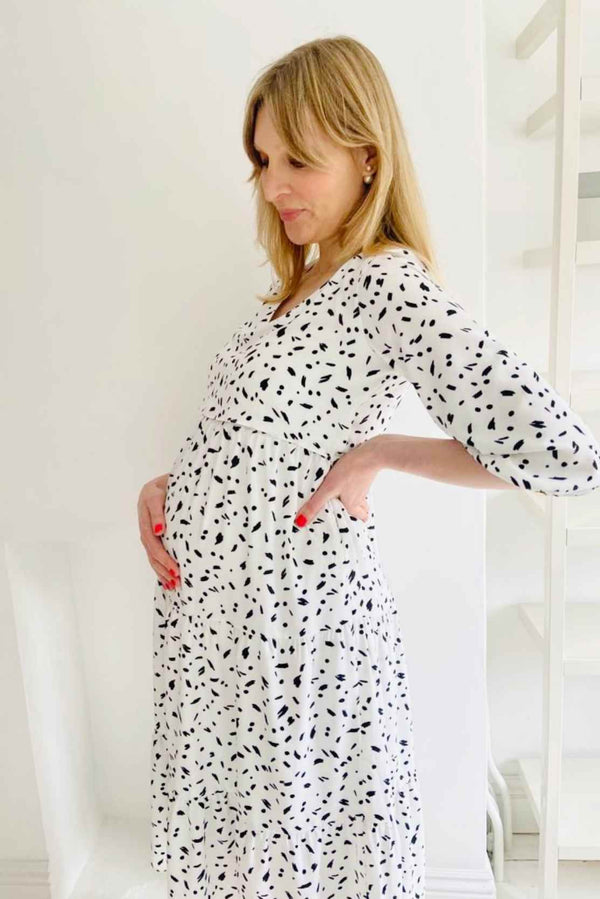 Off-White Tiered Maternity & Nursing Dress – The Mum Marketplace