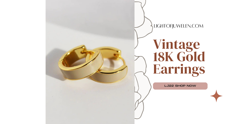 vintage 18k gold plated round drop glazed stud earrings