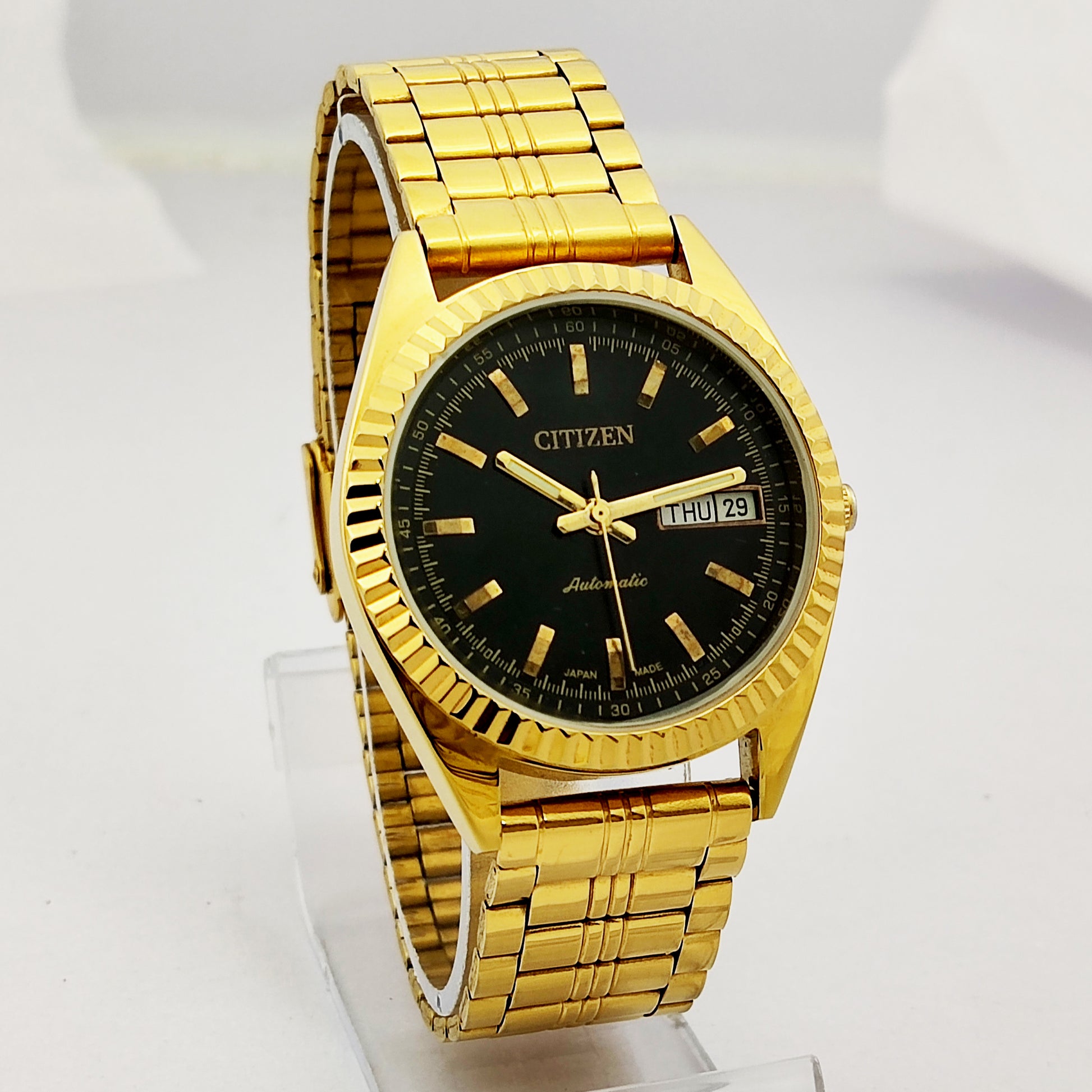 Citizen 21 Jewels Black Automatic Japan Made Gold Mechanical Wrist Wat –  Discover Diamonds