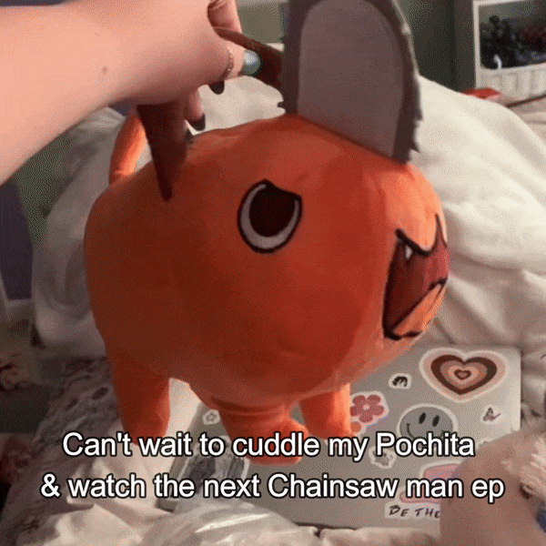 POCHITA. I've been watching chainsaw man a little behind and just  finished ep 4 today but have this chonky chainsaw baby in my…
