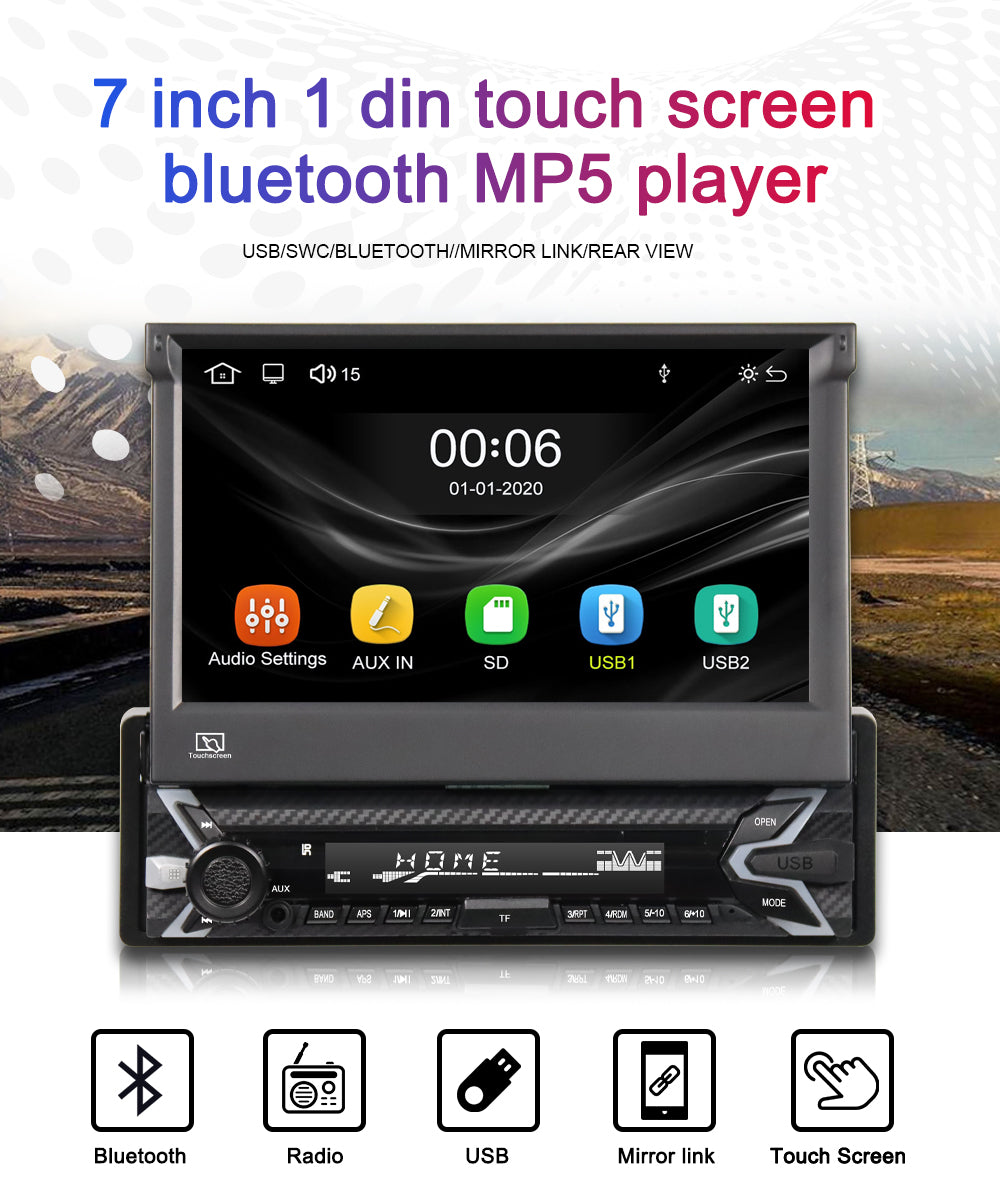 2 Din 7in Car Stereo Head Unit For Apple CarPlay Android Auto Radio Mirror  Link