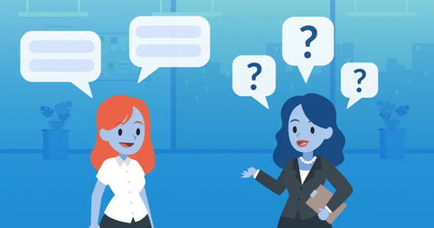 blue people having a conversation