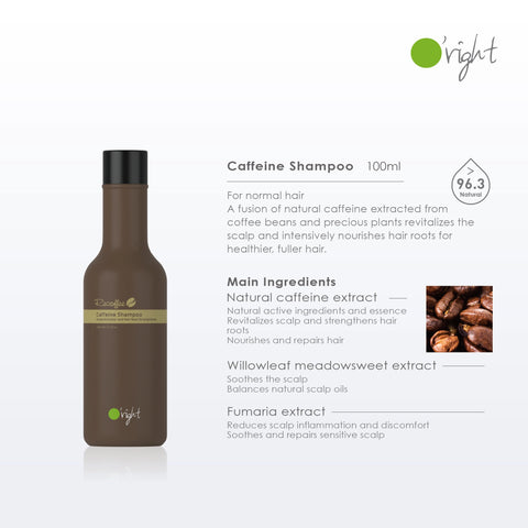 Infographic of O'right caffeine shampoo
