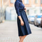 Classic dark blue skirts with side pockets
