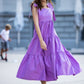 Violeta kokvilnas kleita ar bantēm