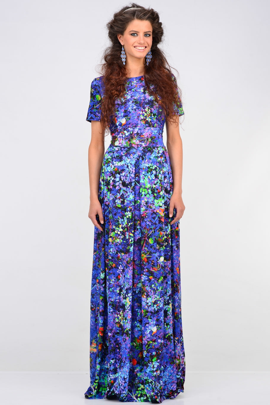 Long dress with blueberry print