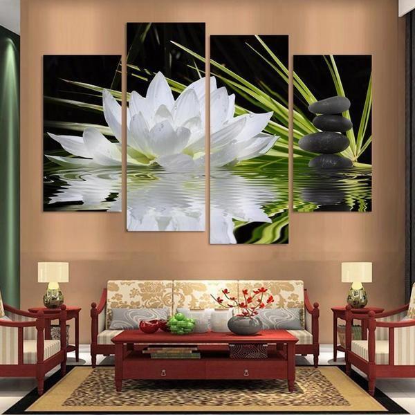 Lotus Flower With Zen Stones Canvas Art