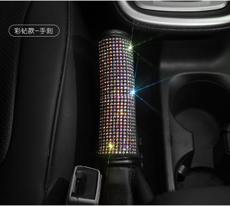 Car Bling Accessories for Woman Interior Set Styling Rhinestone Headrest Pillows Back Support Seat C