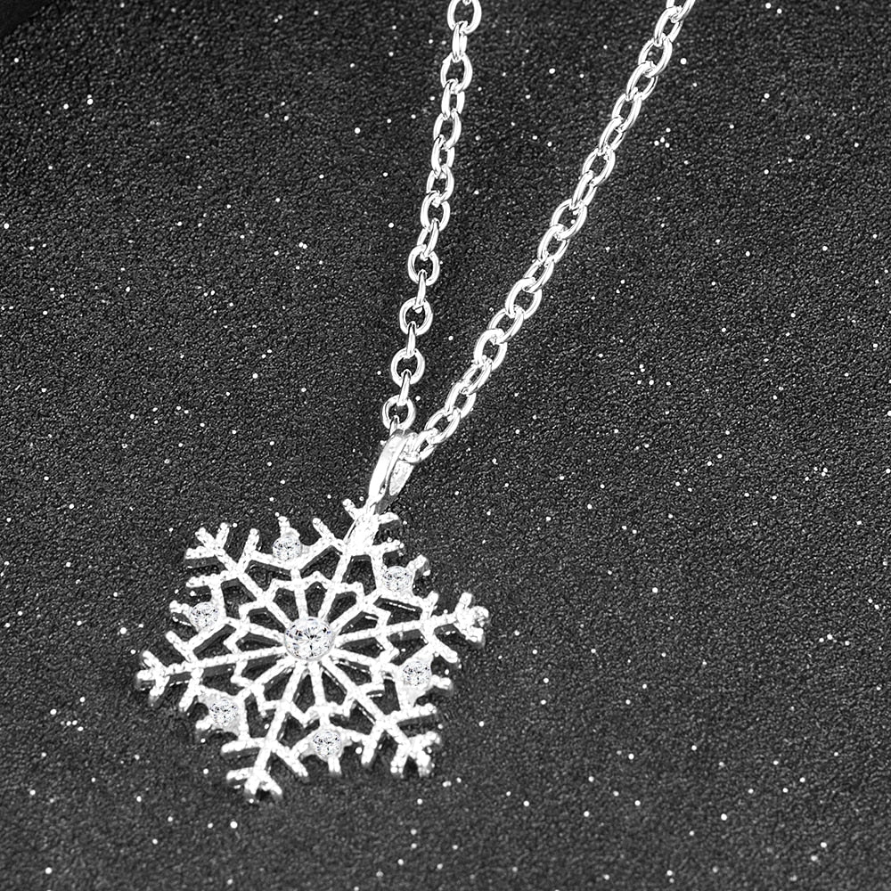 Fashion lady Crystal Snowflake Zircon Flower Christmas Necklaces