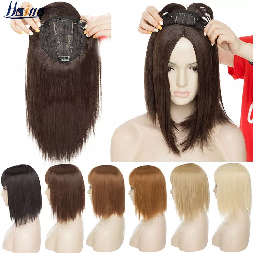 HAIRRO 11inch Women Clip In Hair Extensions 3 Clips Natural Straight