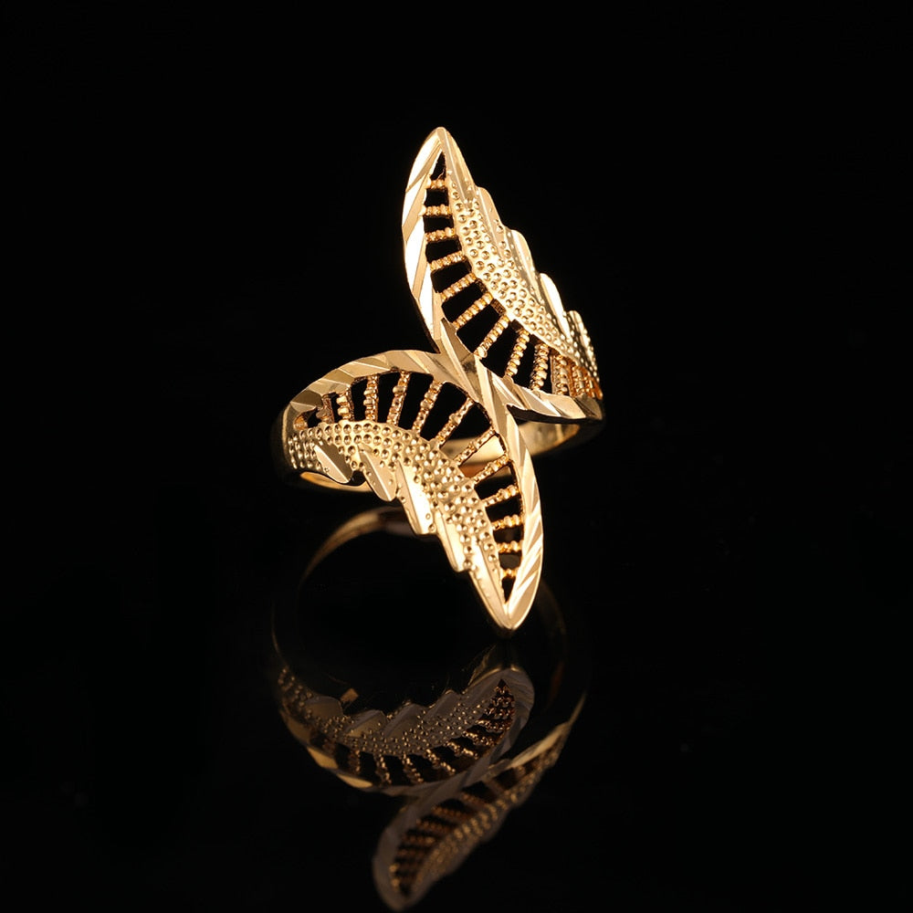 St.kunkka Yellow Gold Color Filled Big Butterfly Ring For Woman Wedding Party Charm Ring New Fashion