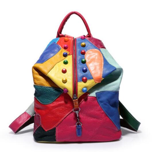 Retro Genuine Leather Backpack Sheepskin  Lady Backpack Designer