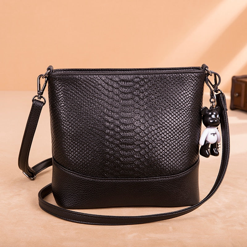 Crocodile Pattern Leather Black Small Shoulder Bags Women Messenger Bag High Quality Genuine Leather