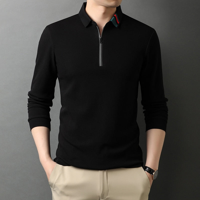 100% Cotton Designer  Brand Polo Shirt Men Casual Long Sleeve Tops Men Clothes