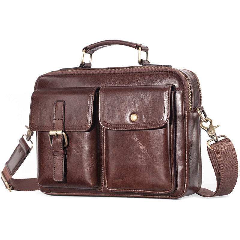 Cowhide Leather Messenger Bag Men Genuine Leather Handbag Male T