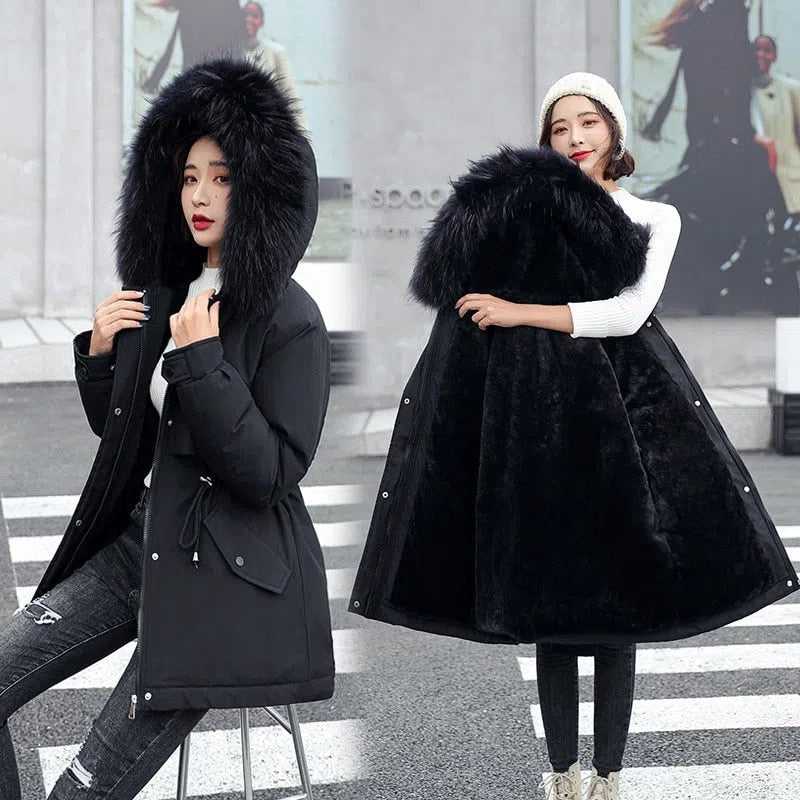 Women Parka 2022 New Winter Jacket Fashion Long Coat Wool Liner Hooded Parkas Fur Collar Warm Jacket