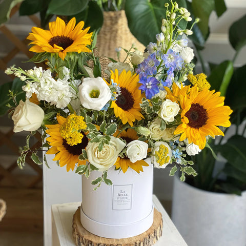 Sunflower Arrangement in white box