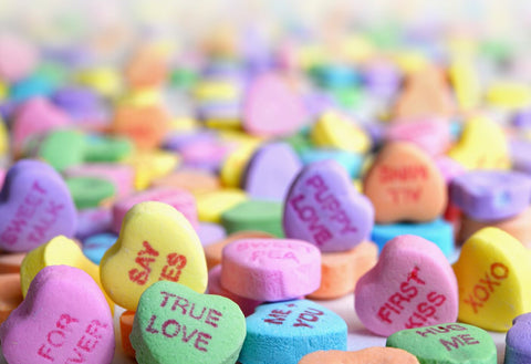 Colorful heart shaped candies