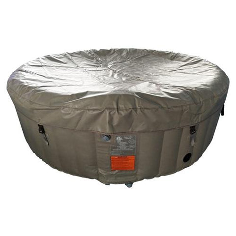 Aleko Products Pool & Spa 6 Person 265 Gallon Round Inflatable Brown and White Hot Tub Spa With Cover by Aleko