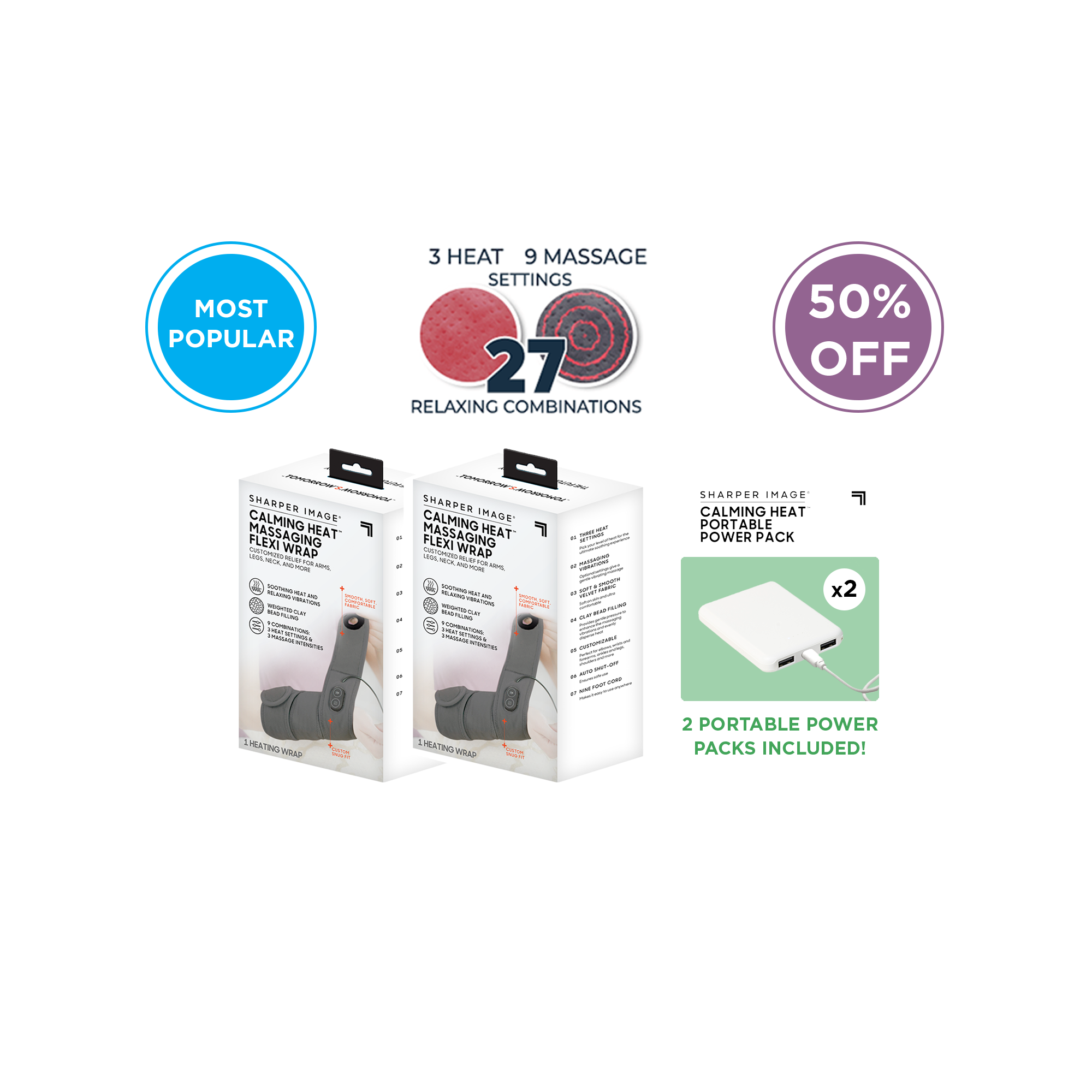 Calming Heat Flexi 27 Settings Buy 1 Get 1 50% OFF + 2 Power Packs ($20 Each)