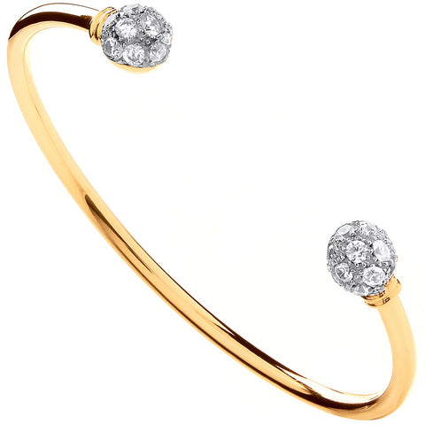 gold torque bangle with diamond balls