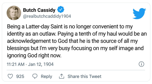 Butch Cassidy tithing tweet