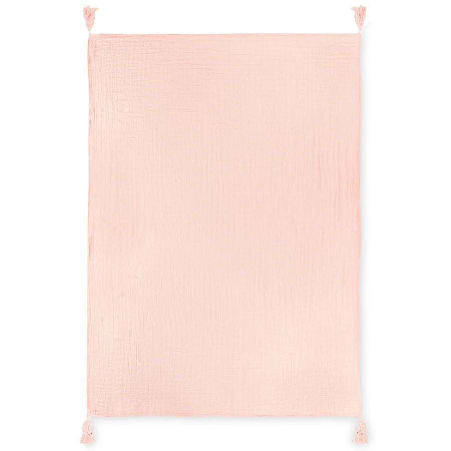 Organic Cotton Muslin XL Throw Blanket - Dusty Pink Tassels – Modern Burlap