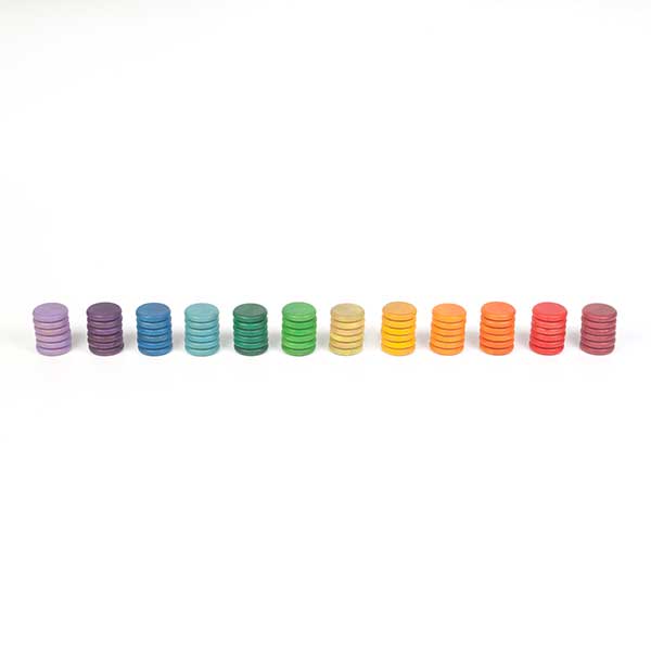 GRAPAT 72 Wooden Coins in 12 Colors