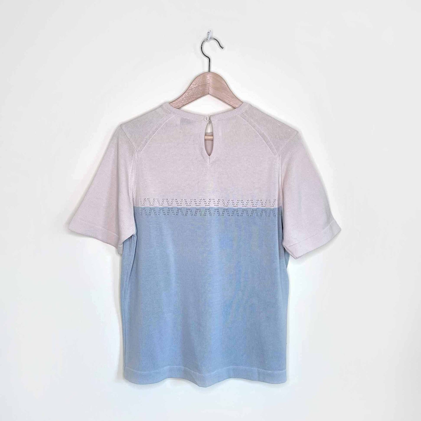 givenchy sport two-tone pointelle short sleeve knit - size 42