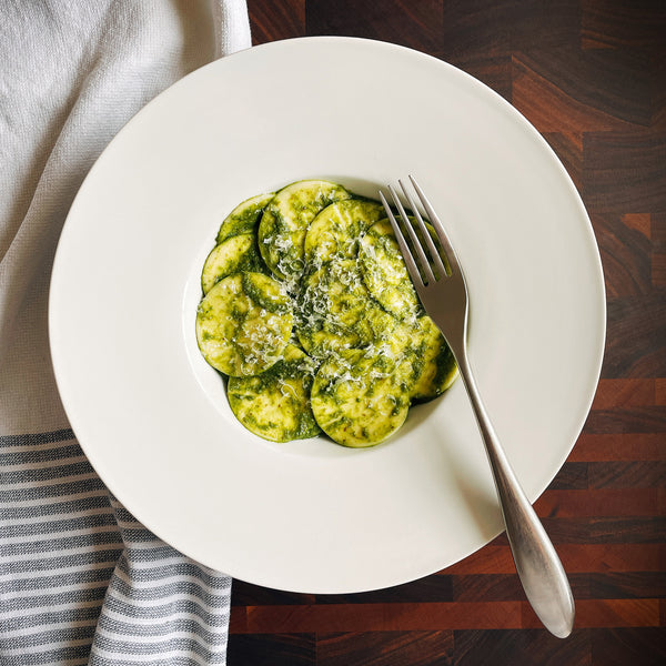 Pesto with the pasta shape corzetti