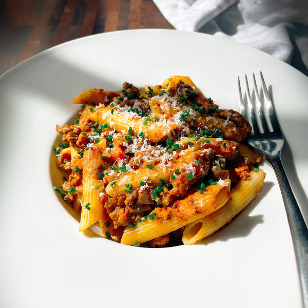 Pesto Bolognese with penne