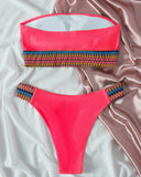 Contrast Binding Bandeau Bikini Set