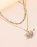 2pcs Heart Arrow Pendant Rhinestone Layered Necklace