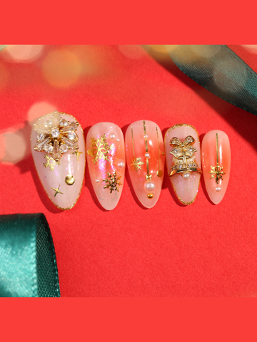 THS008 MIEAP press on nail theme collection-Christmas Blush Nail Set