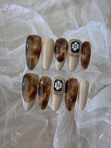 LUS003 MIEAP press on nail luxury collection-Tortoiseshell Nail Set