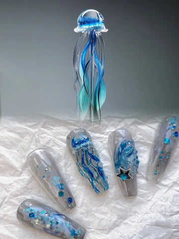 LUS018 MIEAP press on nail luxury collection-3D Jellyfish Nail Set