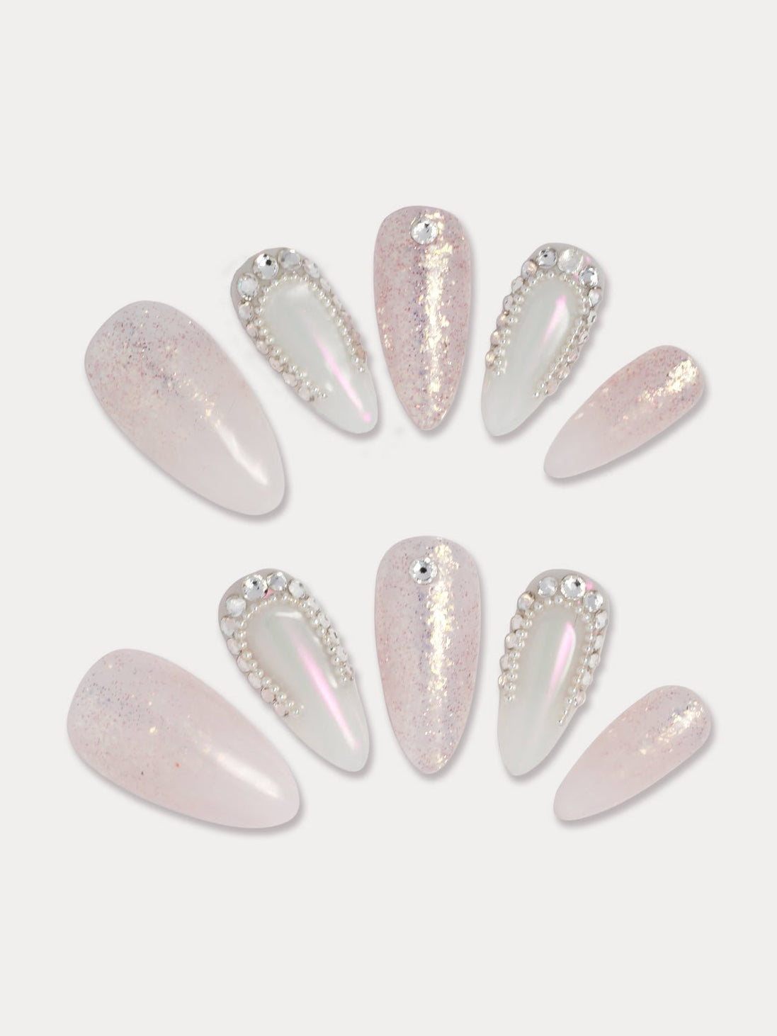 Glitter Ombre Rhinestone Handmade Press On Nail