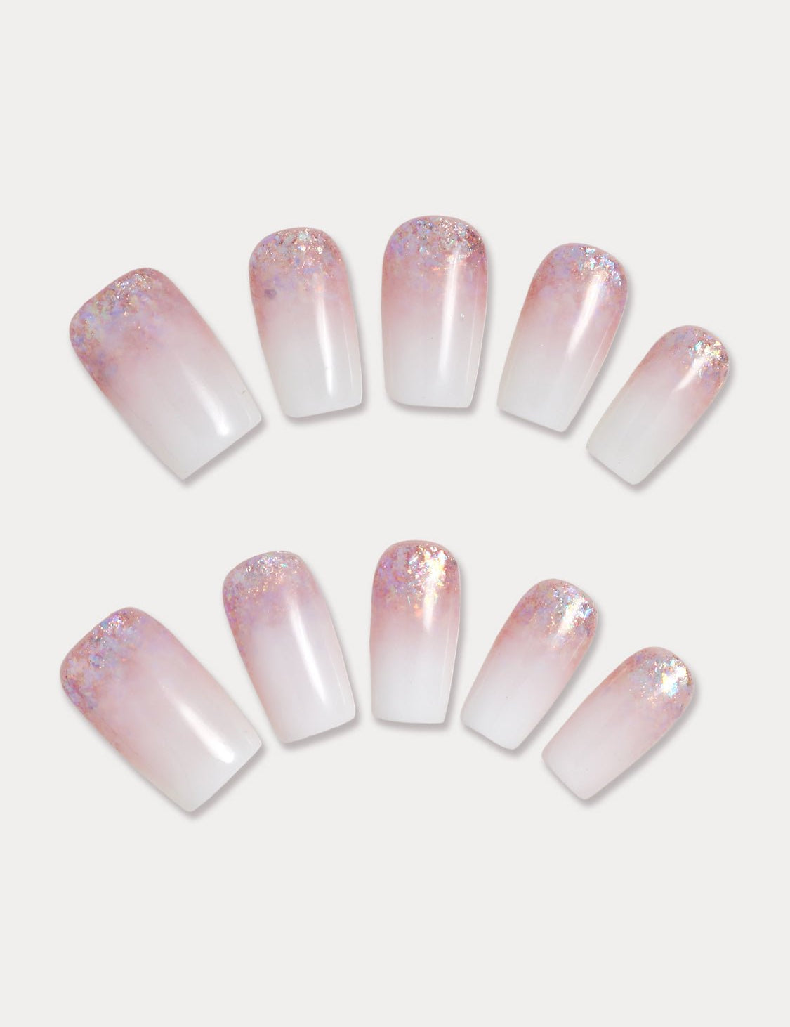 Pink Ombre Glitter Handmade Press On Nail